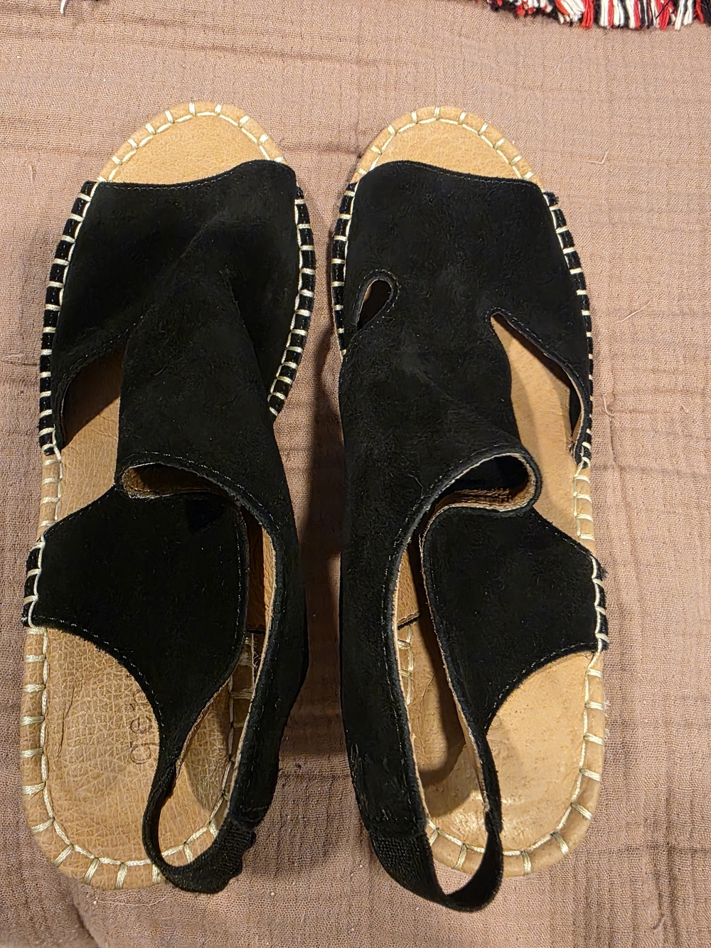 gentle souls By Kenneth Cole Cody Black Suede Open-Toe Wedge Sandals